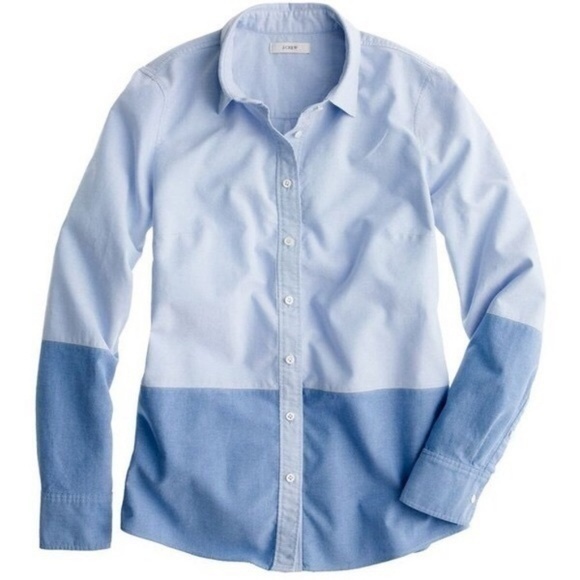 J Crew Top‎ 00 Boy Blue Button Front Long S… - Picture 1 of 7